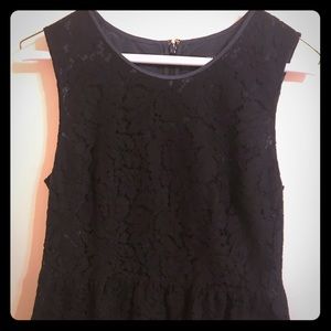 Jcrew black lace peplum top